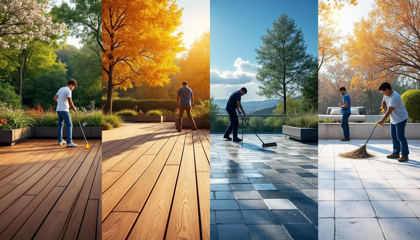 découvrez comment entretenir votre terrasse tout au long de l'année grâce à un calendrier saisonnier adapté à chaque matériau pour préserver sa beauté et sa durabilité.