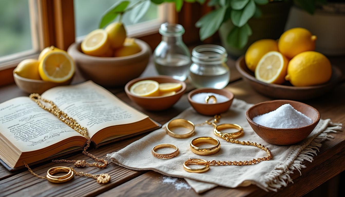 découvrez des recettes de grand-mère simples et efficaces pour redonner éclat et brillance à vos bijoux en or, et leur rendre tout leur charme naturel.