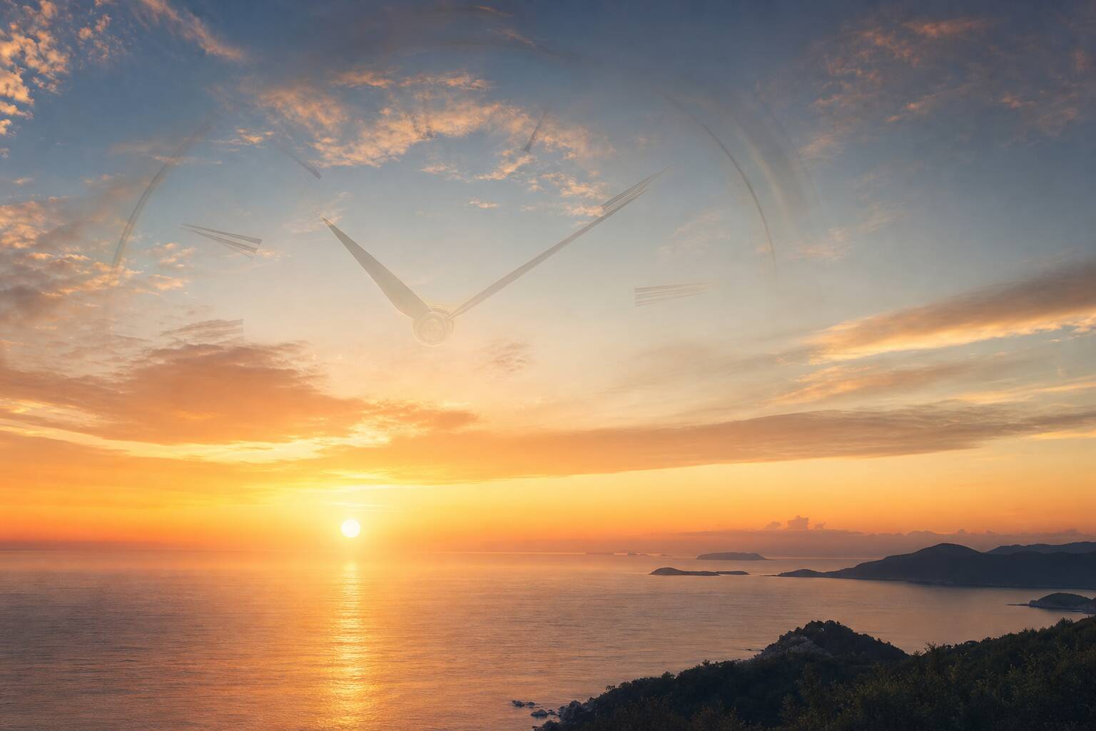 Cadran d horloge ou ciel au lever du soleil