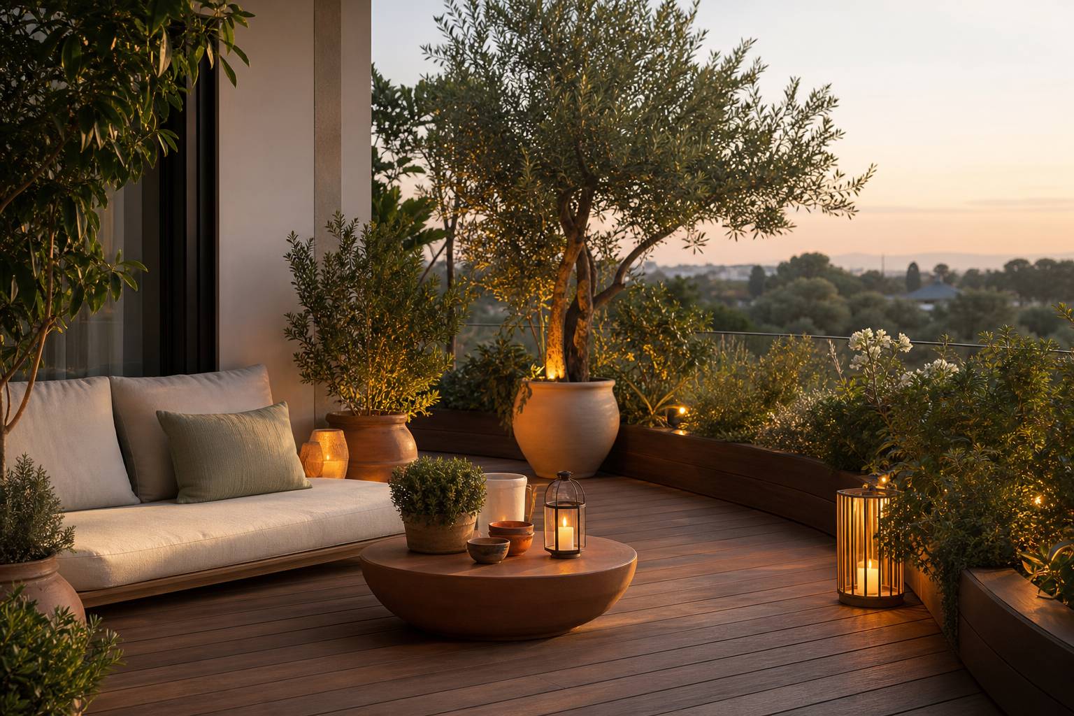 Illustration editoriale pour article: Astuces essentielles pour entretenir et sublimer votre terrasse en bois toute l'année