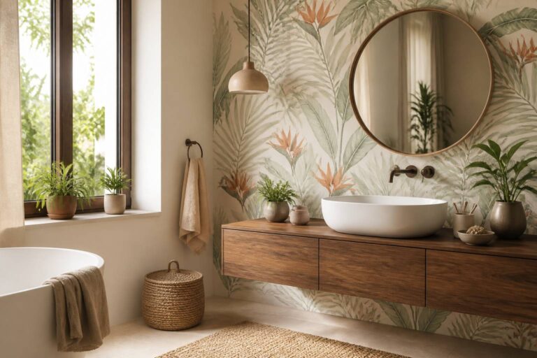 Salle de bains : 30 papiers peints incontournables pour une déco tendance et résistante