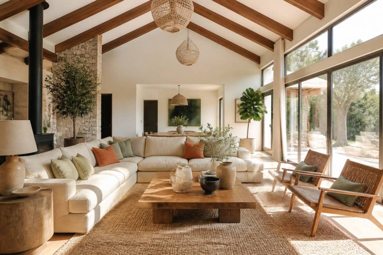 Salon sous toit cathédrale : 12 idées d&rsquo;aménagement et de décoration inspirantes