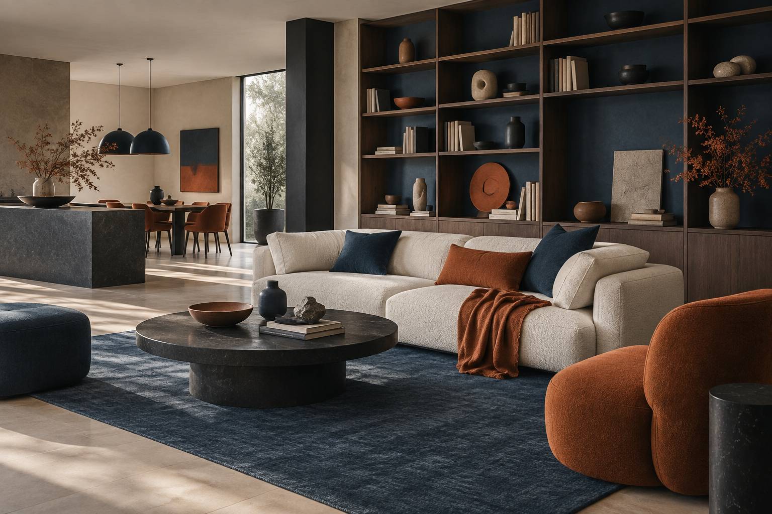 Rideau en lin beige et paravent en bois pour fermer un espace sans porte