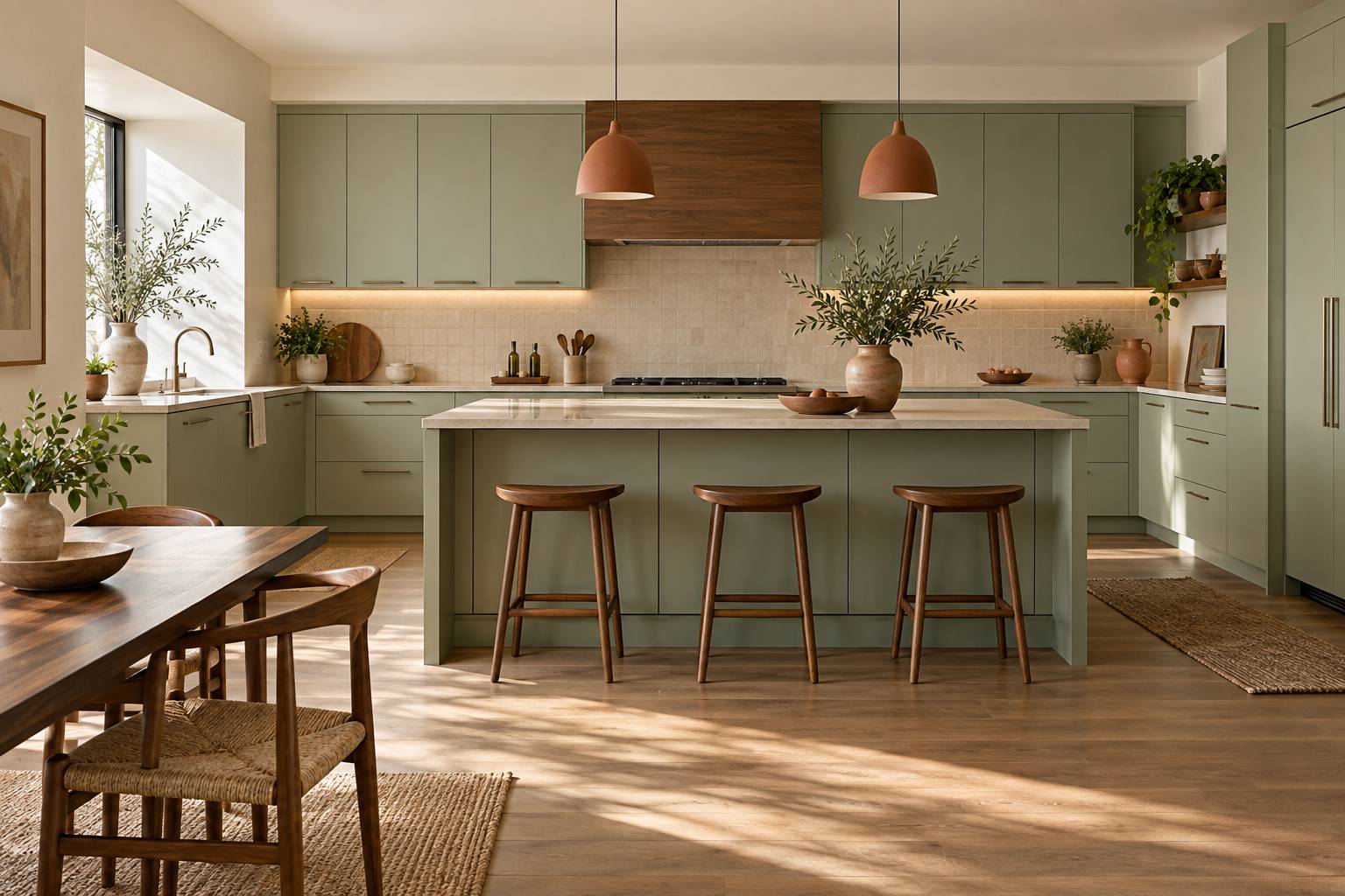 Cuisine moderne renovee avec facades peintes et poignees neuves
