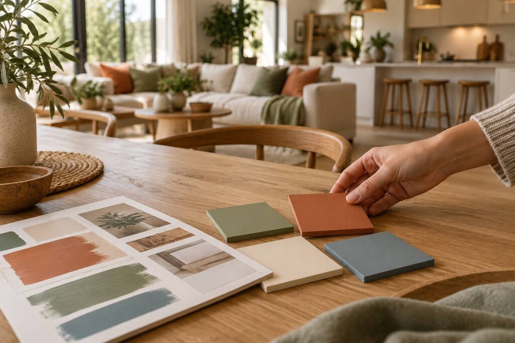Illustration de détail sur le sujet : Comment choisir les couleurs parfaites pour un salon-salle à manger ouvert sur la