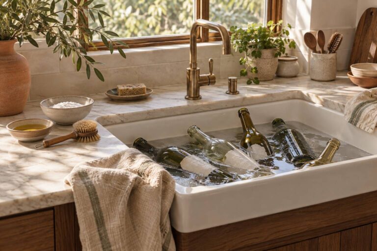 Astuces efficaces pour retirer la colle des bouteilles en verre sans effort